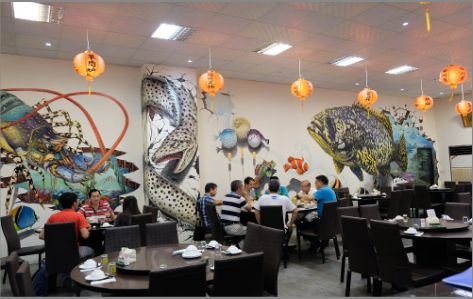 城固海鲜餐厅墙体彩绘